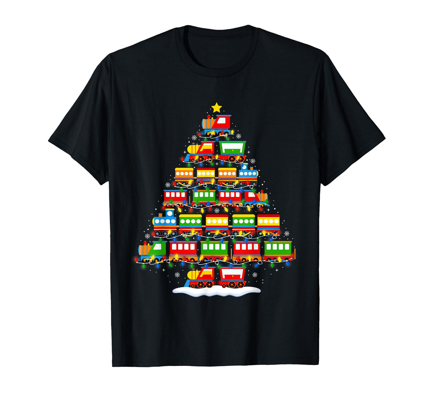 Train Christmas Tree Lights Boys Kids Funny Xmas Pajamas T-Shirt