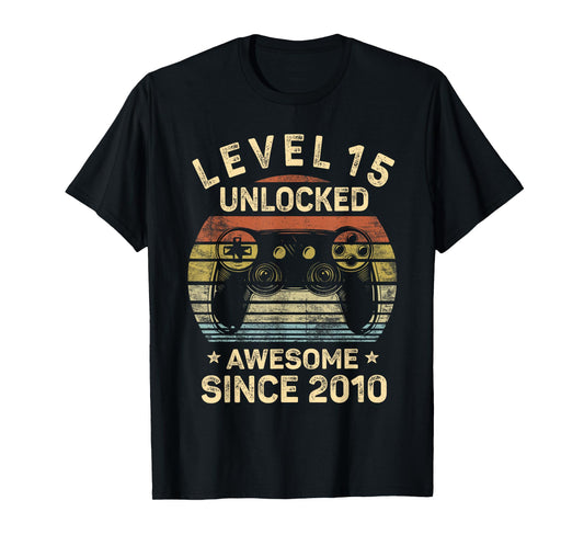 Level 15 Unlocked 15th Birthday 15 Year Old Gifts Gamer Bday T-Shirt