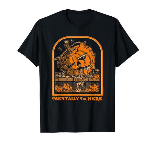Steven Rhodes Mentally I'm Here Rotting Pumpkin Halloween T-Shirt