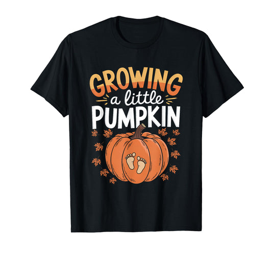 Retro Growing A-Little Pumpkin Shirt Thanksgiving Pregnancy T-Shirt