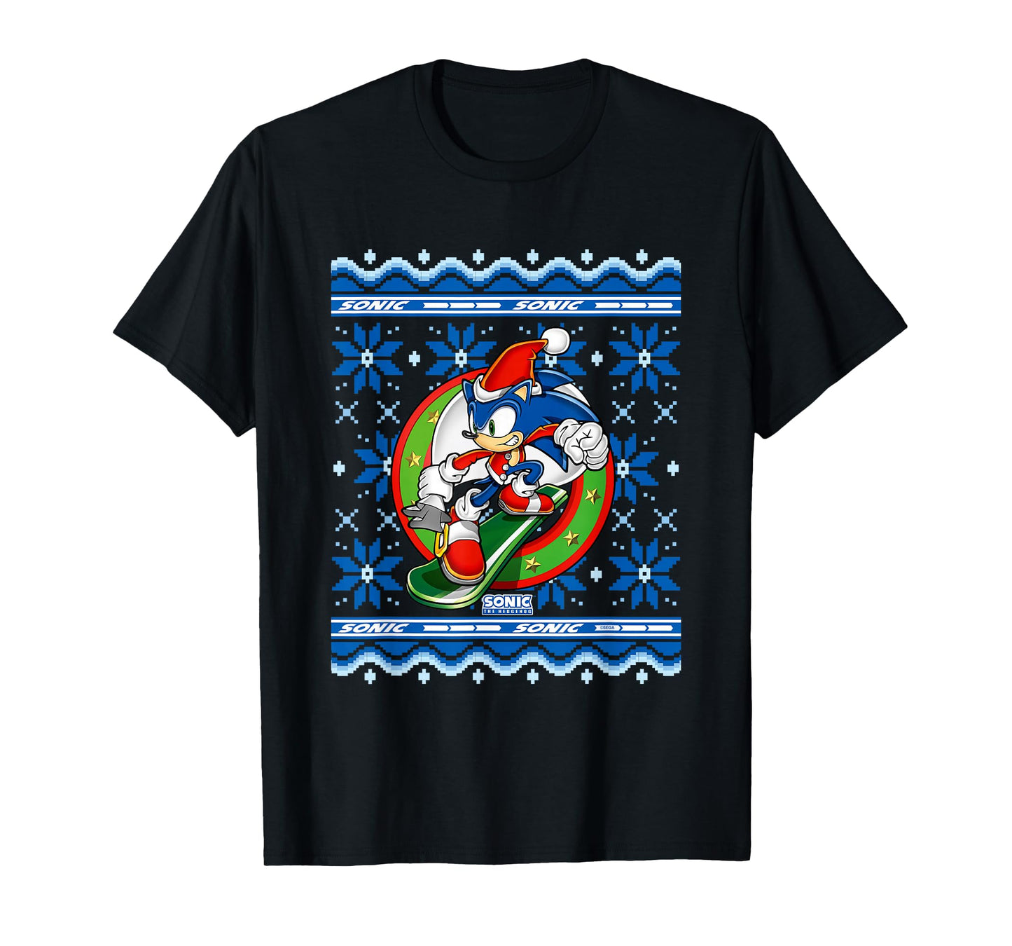 Sonic The Hedgehog Christmas Shredding Sonic Ugly Sweater T-Shirt