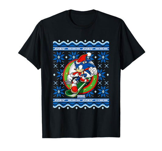 Sonic The Hedgehog Christmas Shredding Sonic Ugly Sweater T-Shirt