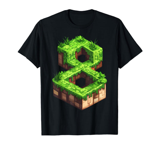Fun 8th Birthday Number 8 Video Gamer Pixel Themed Bday Boys T-Shirt