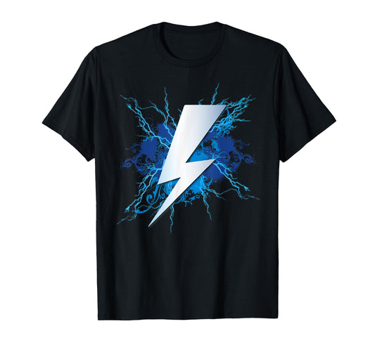 Lightning Graphic and Thunderbolt Design | Blue T-Shirt