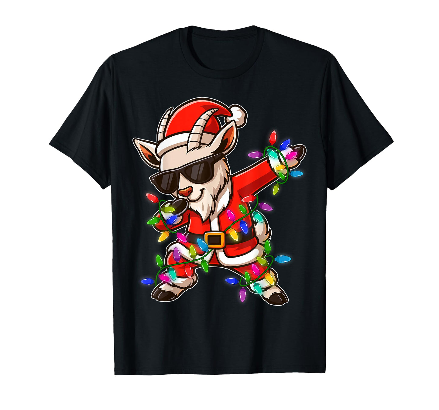 Christmas Goat Dabbing Lights Santa Xmas for Men Women T-Shirt