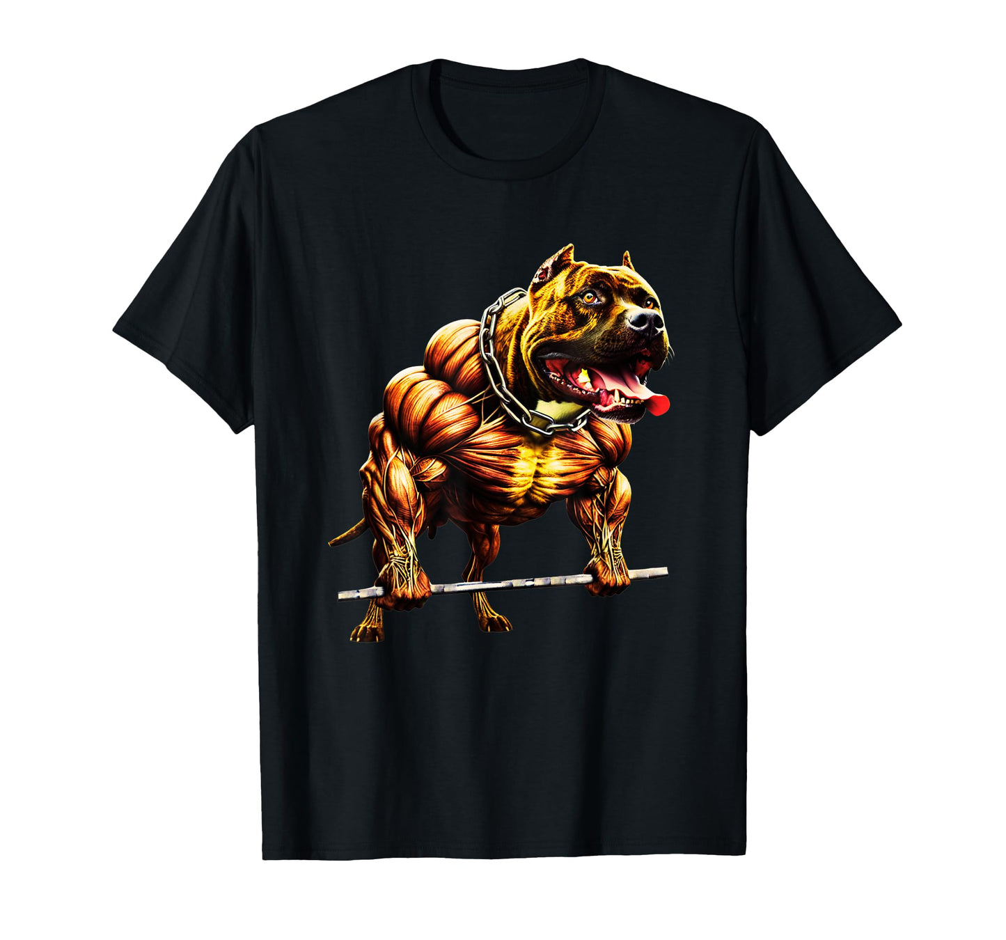 Muscular Pitbull Powerlifting Beast Gym Animal Strength T-Shirt