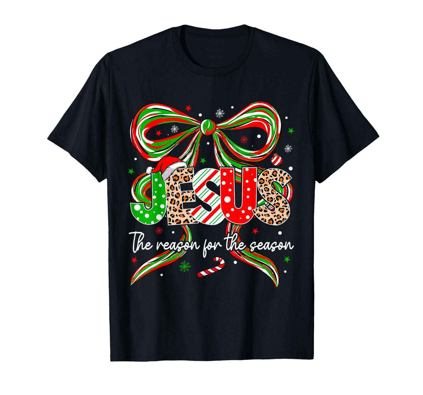 Christmas Jesus Reason Season Xmas Bow Christian Men Women T-Shirt