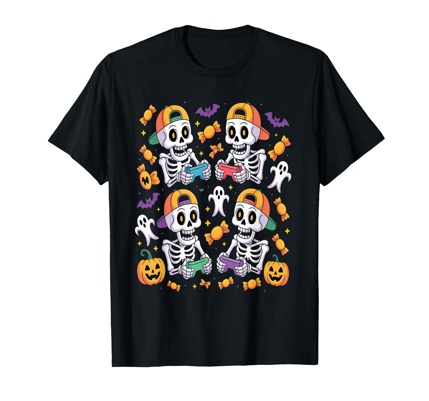 Skeleton Gamer - Halloween Video Games Spooky Controller T-Shirt