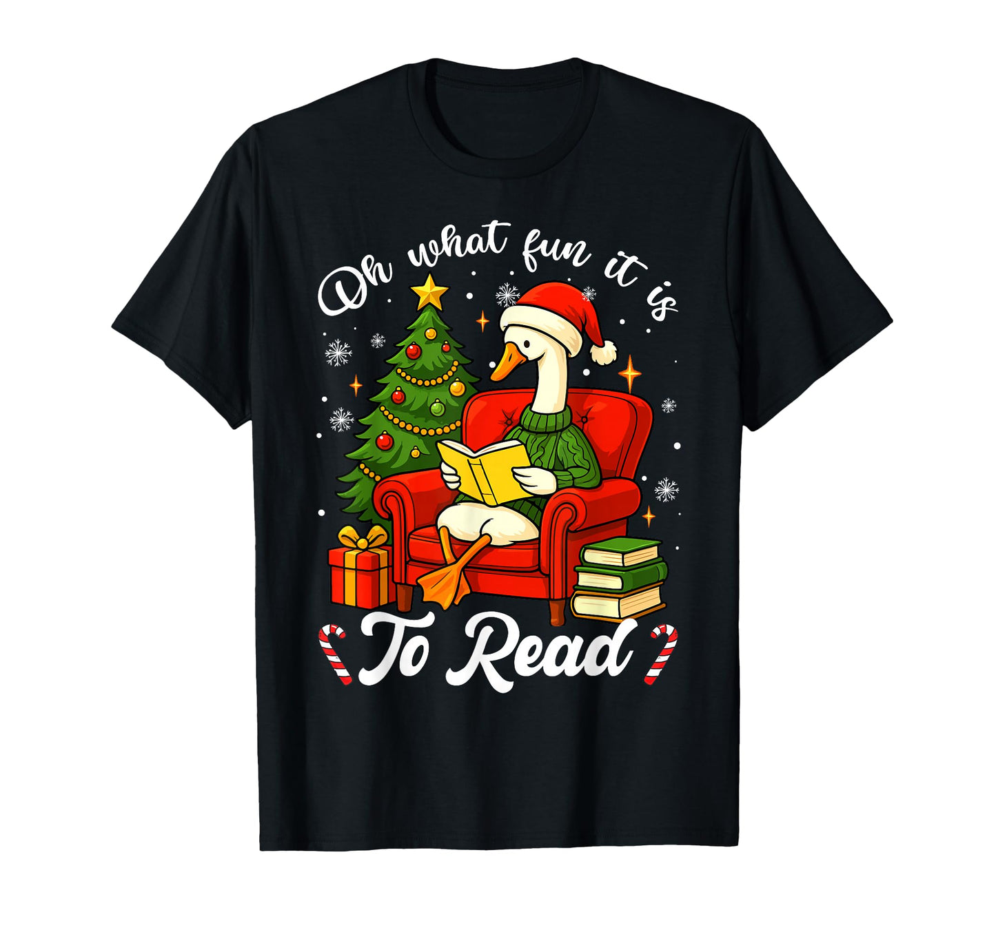 Oh What Fun It is to Read Christmas Goose Teacher Books Kids T-Shirt