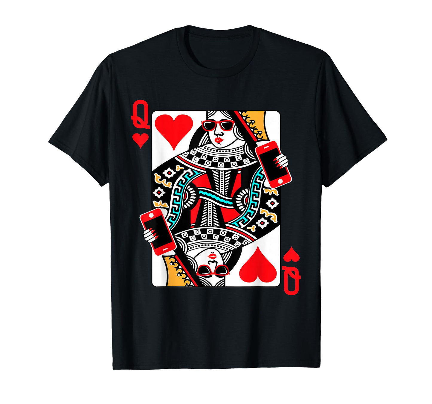 Qween Q of Hearts Funny Womens Girls Blackjack Poker Casino T-Shirt