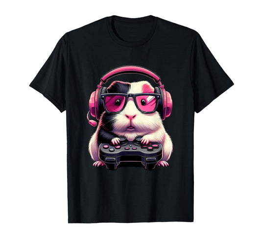 Guinea Pig Playing Video Games Guinea Pig Boy Kid Girl Gamer T-Shirt