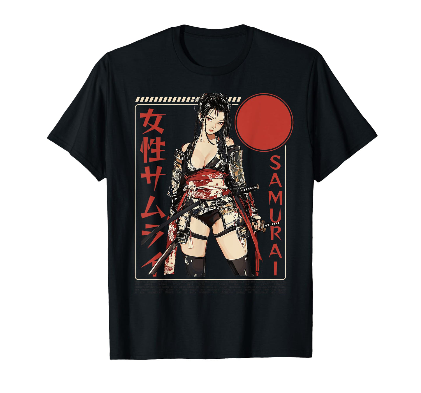 Samurai Warrior Waifu Girl Japanese Ukiyo-e Manga Samurai T-Shirt