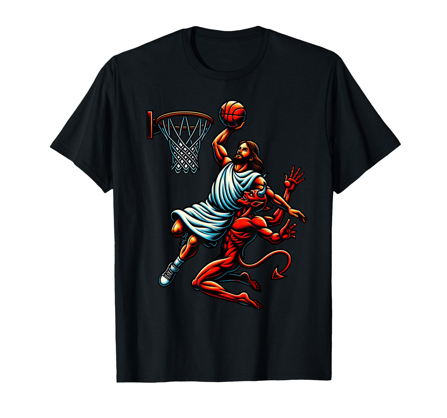 Jesus Dunking On The Devil Basketball Cool Bball T-Shirt