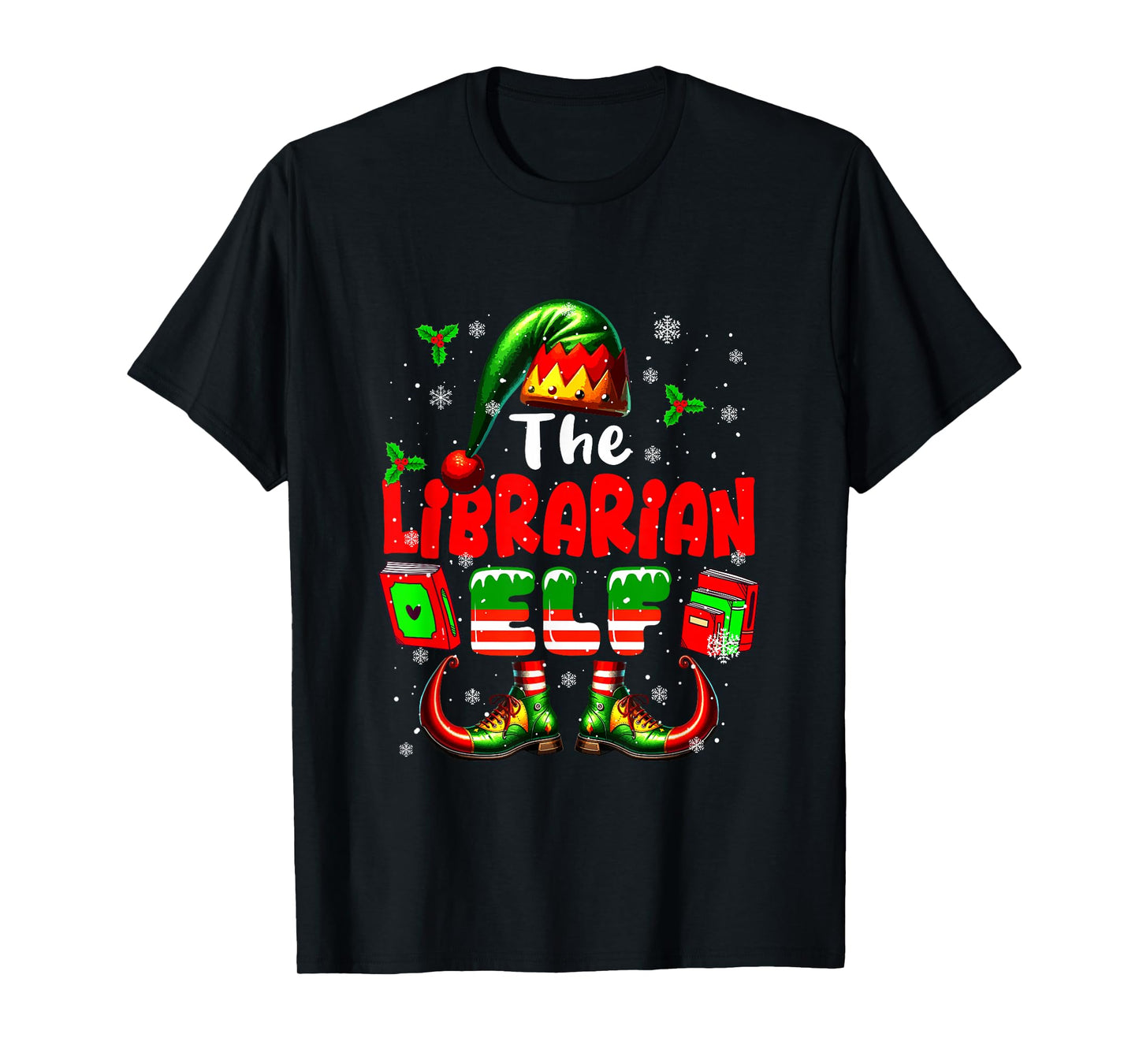 The Librarian Elf Christmas Funny Job Team Matching Parties T-Shirt