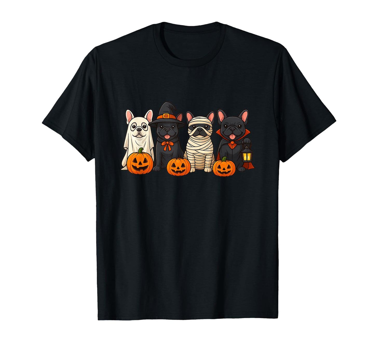 French Bulldog Ghost Witch Pumpkins Halloween Dog Costume T-Shirt
