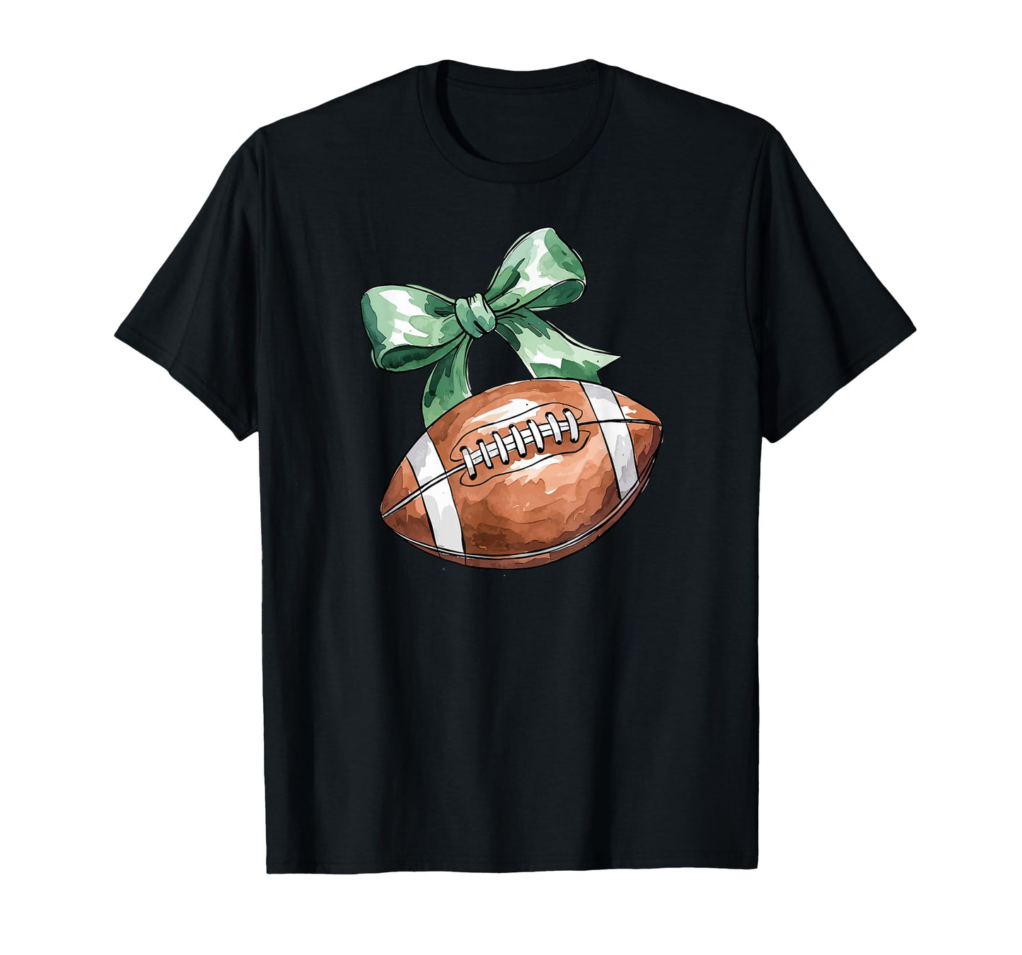 Coquette Football with Green Bow, Cute Team Spirit Sports T-Shirt