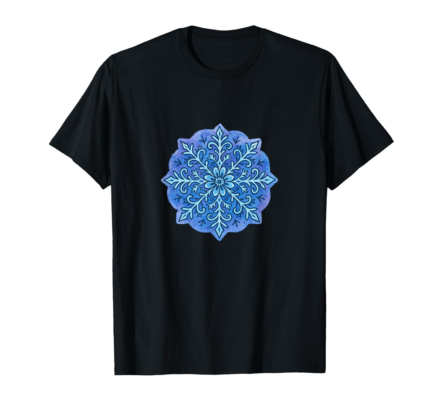Geometric Snowflake Mandala Winter Zen Pattern Minimalist T-Shirt
