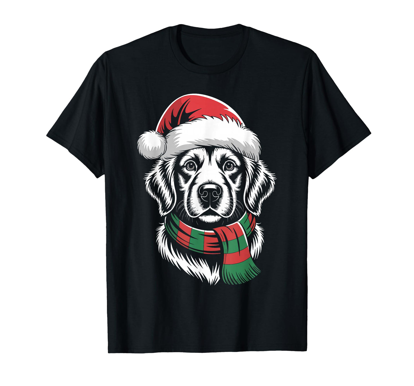 Golden Retriever Dog Xmas Santa Hat Scarf Christmas Costume T-Shirt