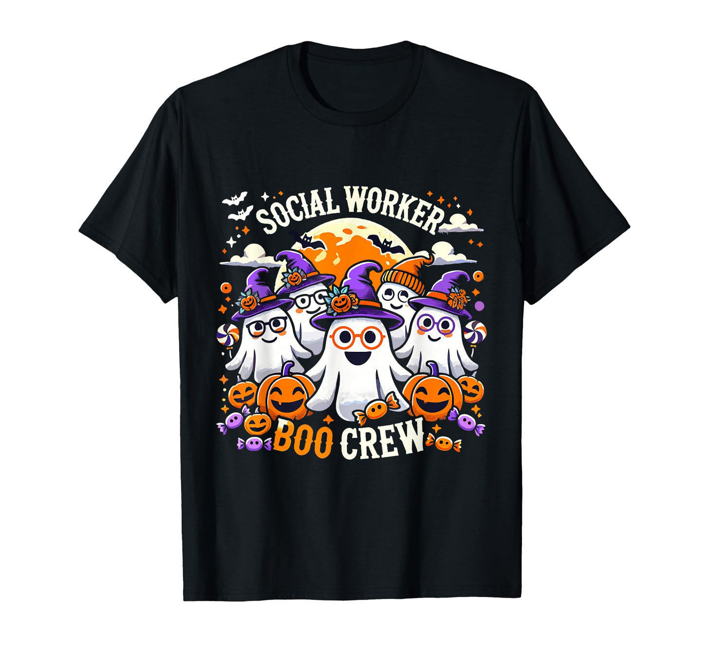 Social Worker Boo Crew Funny Ghosts Halloween Social Workers T-Shirt
