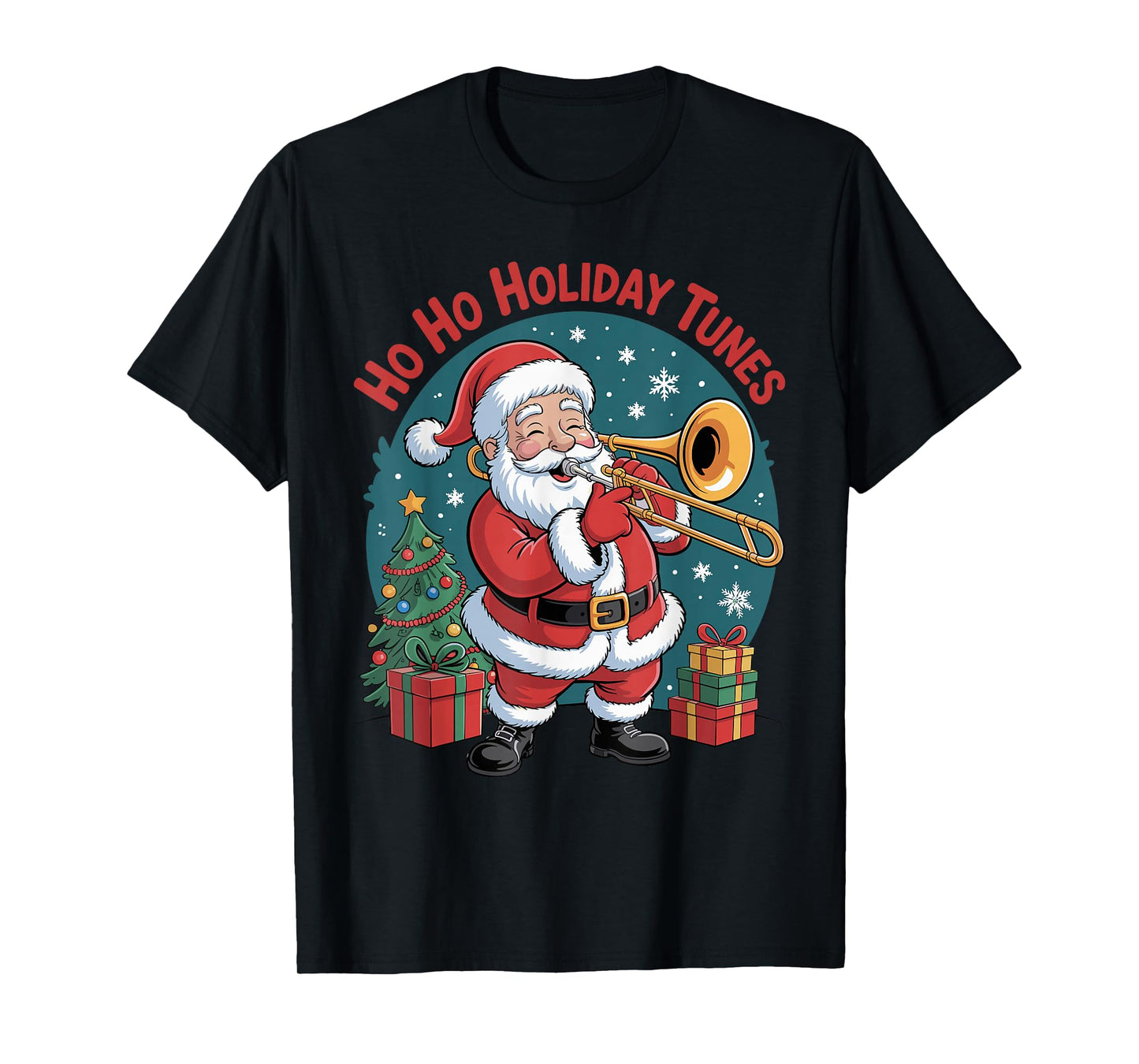 Funny Santa Playing Trombone Holiday Chrismas Xmas Pajama T-Shirt