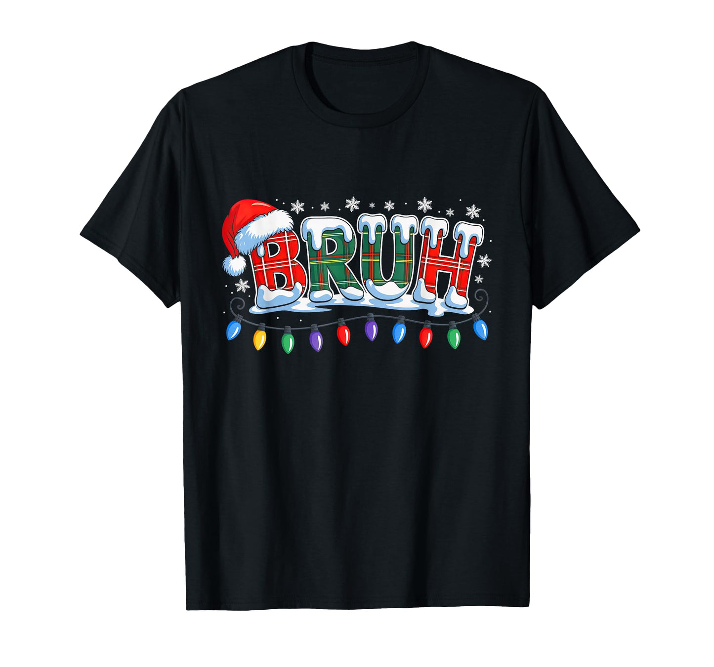 Bruh Funny Christmas Buffalo Plaid Xmas Boys Kids Pajamas T-Shirt