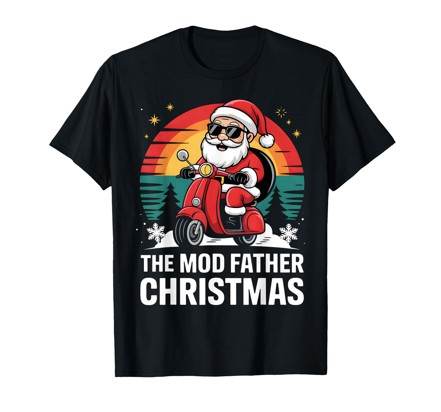 Funny Santa On A Scooter for Mods The Mod Father Christmas T-Shirt