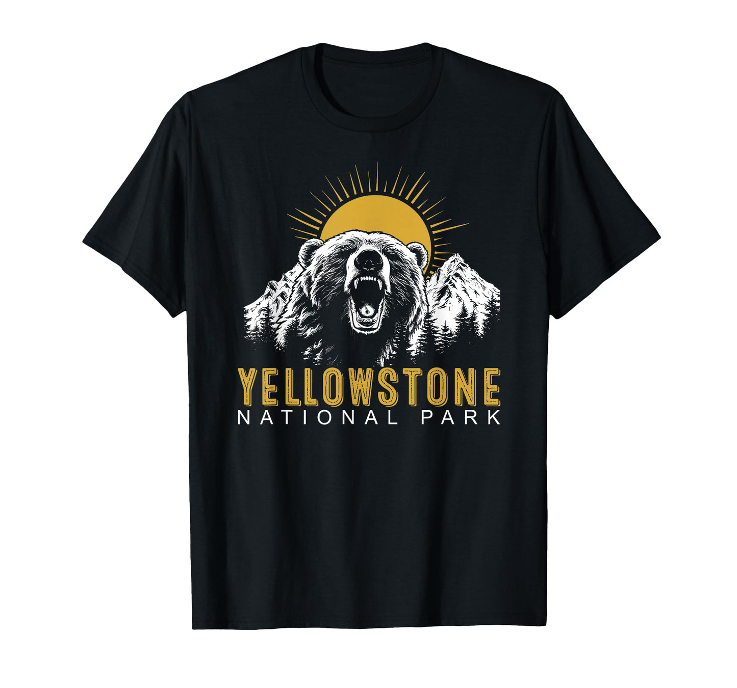 Yellowstone National Park Vintage Wild Bear Sunset T-Shirt