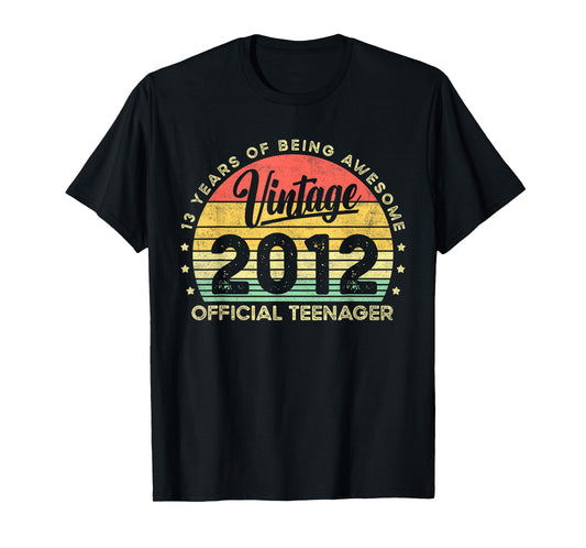 Vintage 2012 Official Teenager 13th Birthday Gifts 13 Yr Old T-Shirt