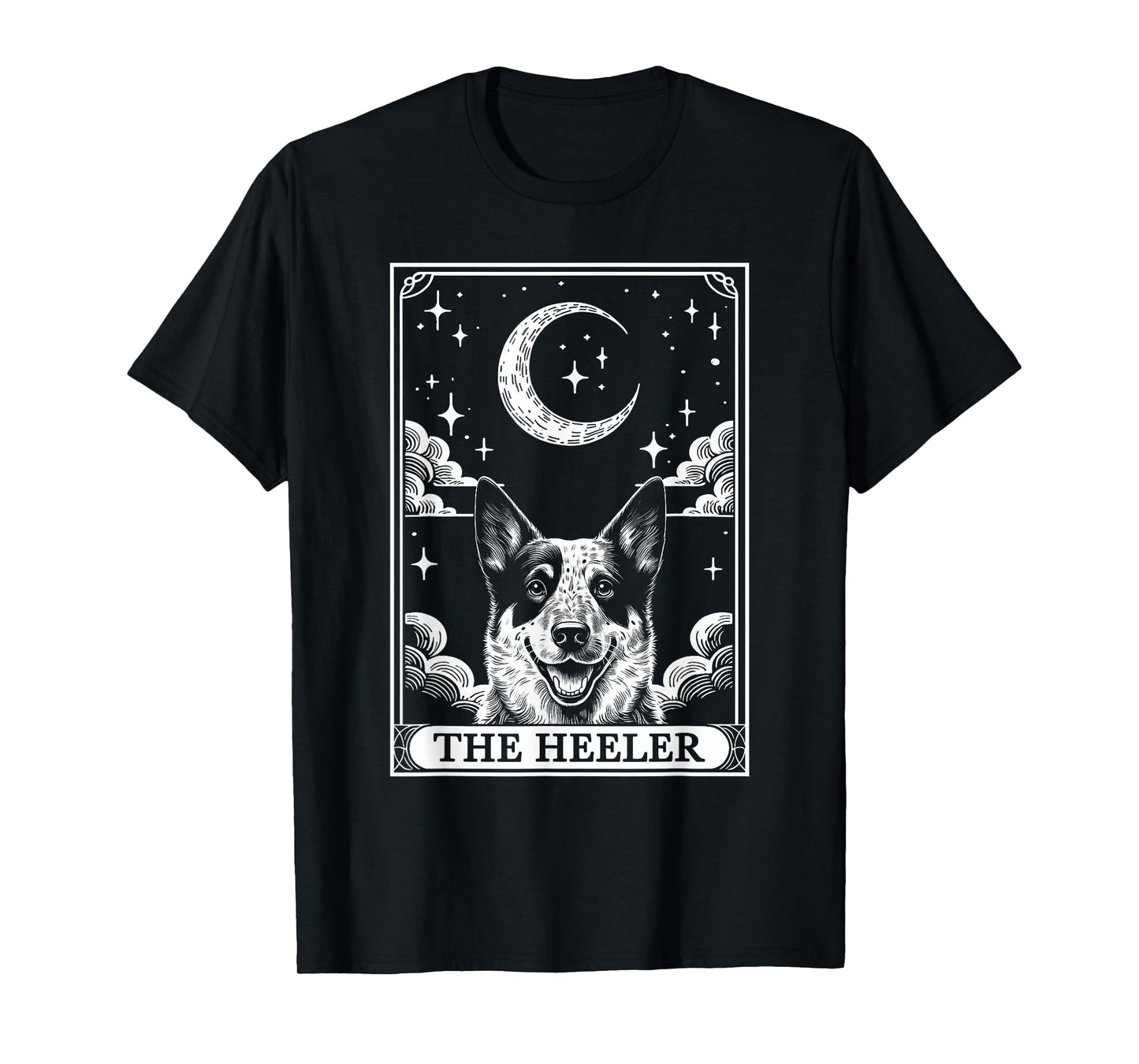 Tarot Card Vintage Crescent Moon Australian Cattle Dog Mom Men Women Kids T-Shirt