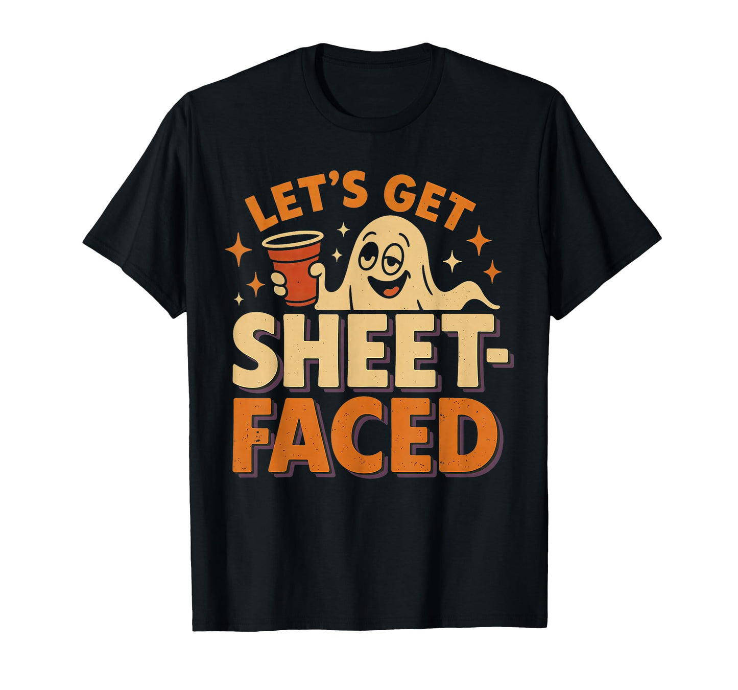 Let's Get Sheet Faced Halloween Ghost Drinking Spooky Season T-Shirt