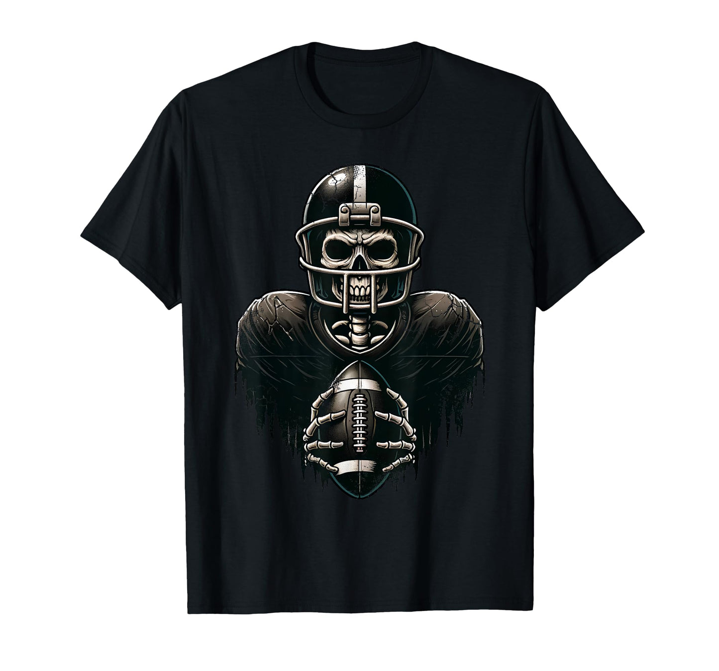 Halloween Skeleton Football Player Spooky Sports Graphic T-Shirt