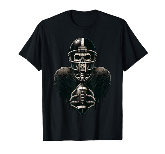 Halloween Skeleton Football Player Spooky Sports Graphic T-Shirt