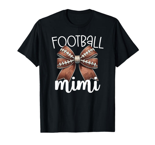 Football Mimi - Football Coquette Bow - Grandma Game Day T-Shirt