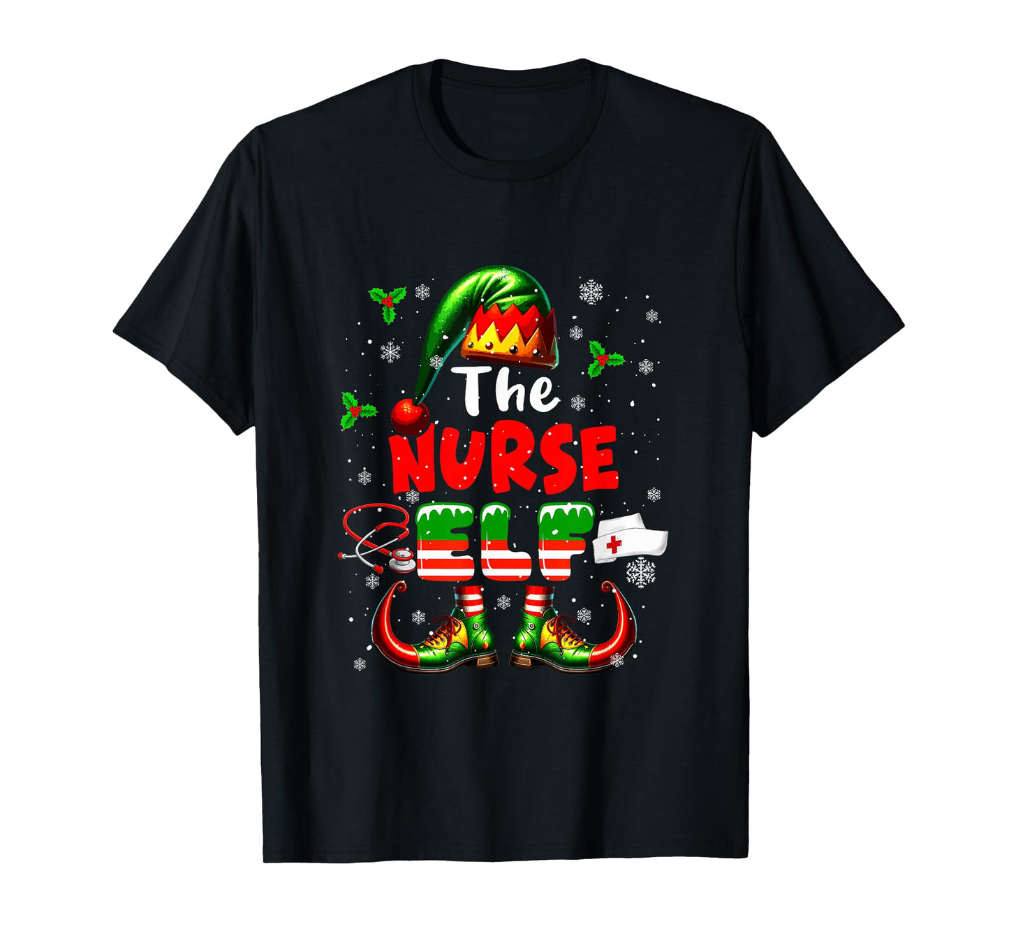 The Nurse Elf Christmas Funny Job Team Matching Parties T-Shirt