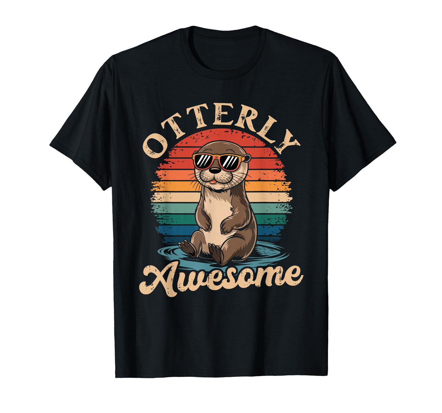 Otterly Awesome Funny Otter Sea Animal Retro T-Shirt