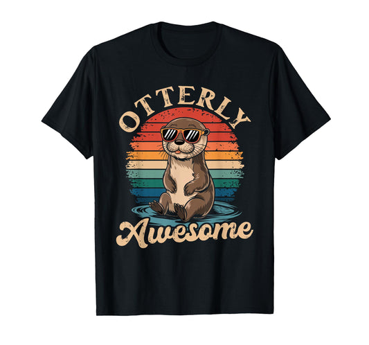 Otterly Awesome Funny Otter Sea Animal Retro T-Shirt