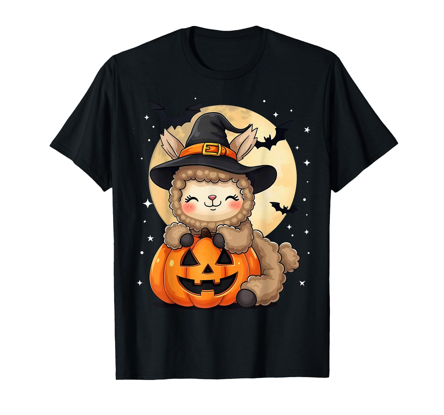 Halloween Llama Witch Hat Pumpkin Spooky T-Shirt