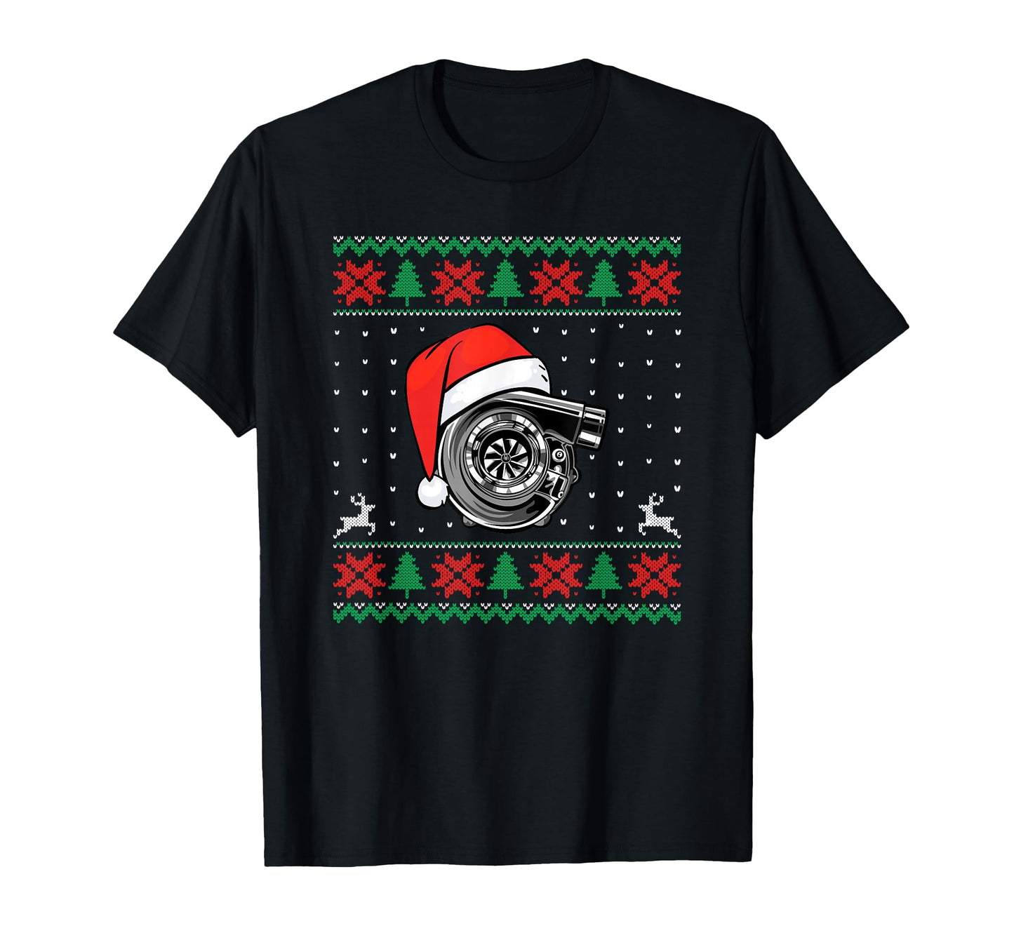 Santa Hat Turbocharger Car Enthusiast Ugly Xmas T-Shirt