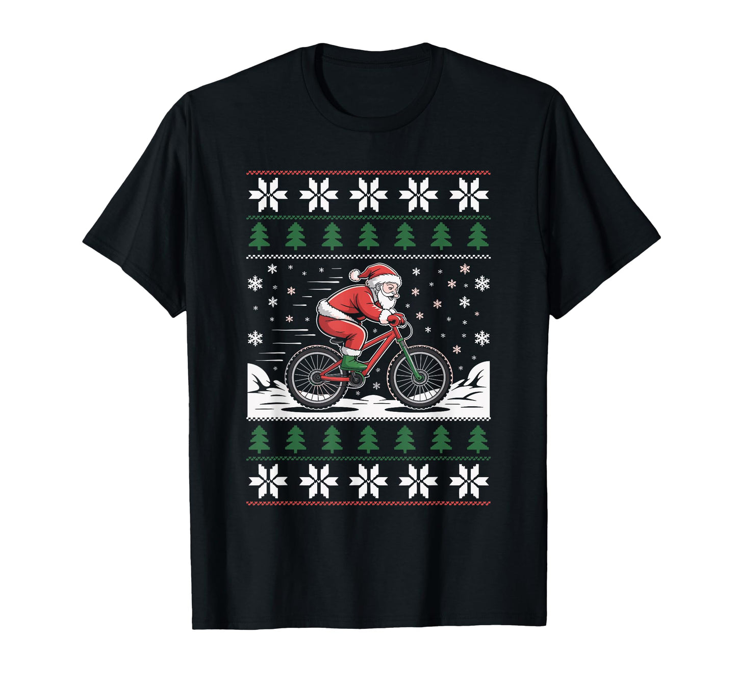 Santa Claus Mountain Bike Ugly Christmas Sweater MTB T-Shirt