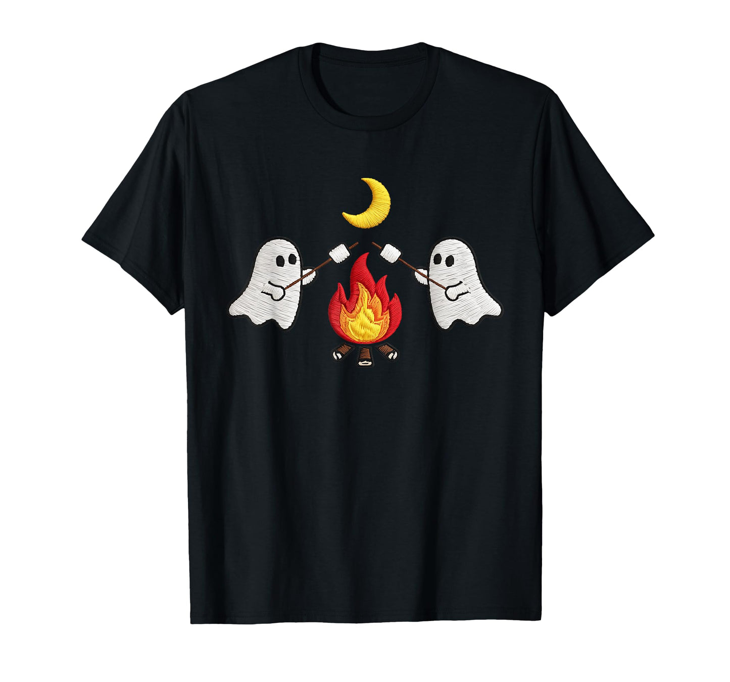 Halloween Ghost Camping Lovers Embroidered Trick or Treat T-Shirt