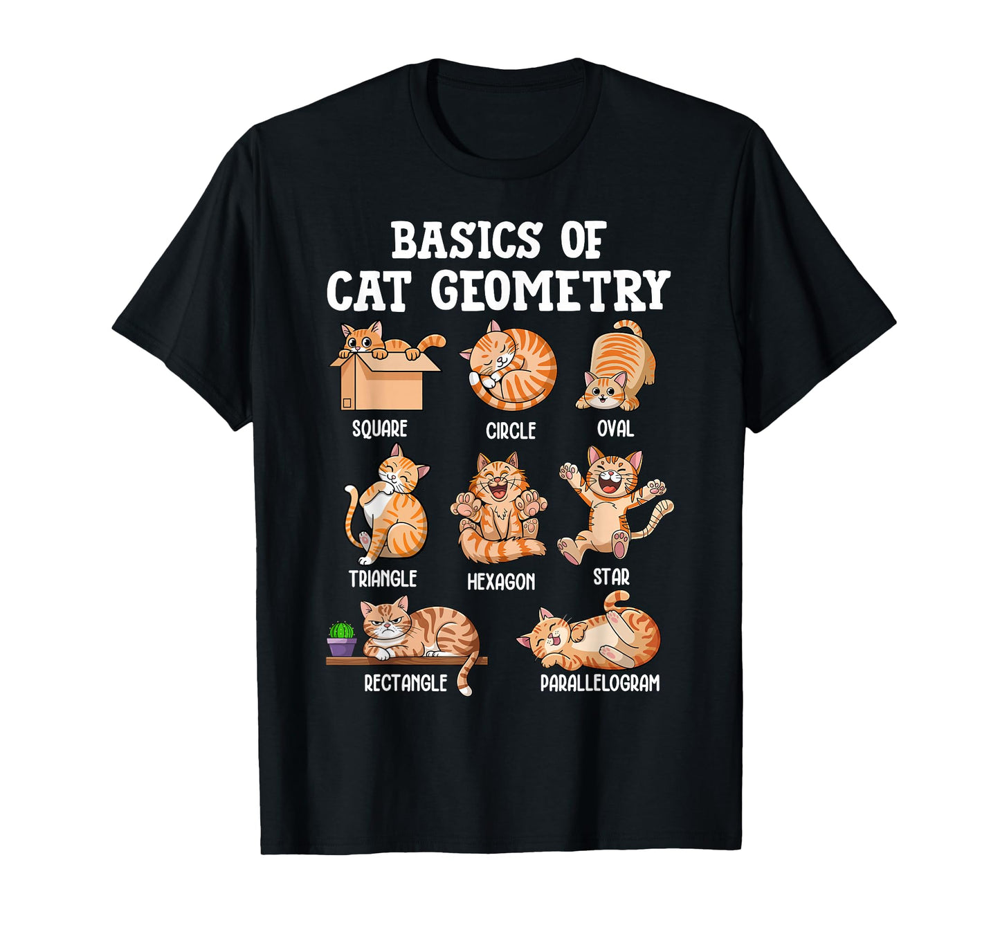 Cat Geometry Math Funny Cat Men Women Kids Teen Girls Boys T-Shirt