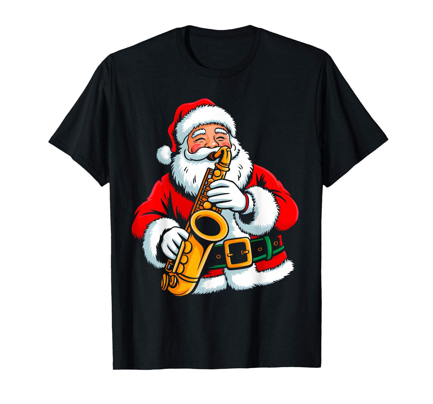 Santa Playing Saxophone Xmas Vibes Funny Christmas Pajama T-Shirt