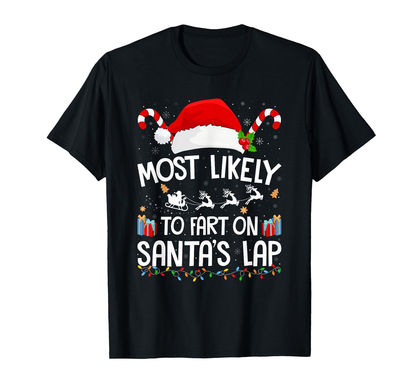 Most Likely to Fart On Santa's Lap Family Christmas Pajamas T-Shirt