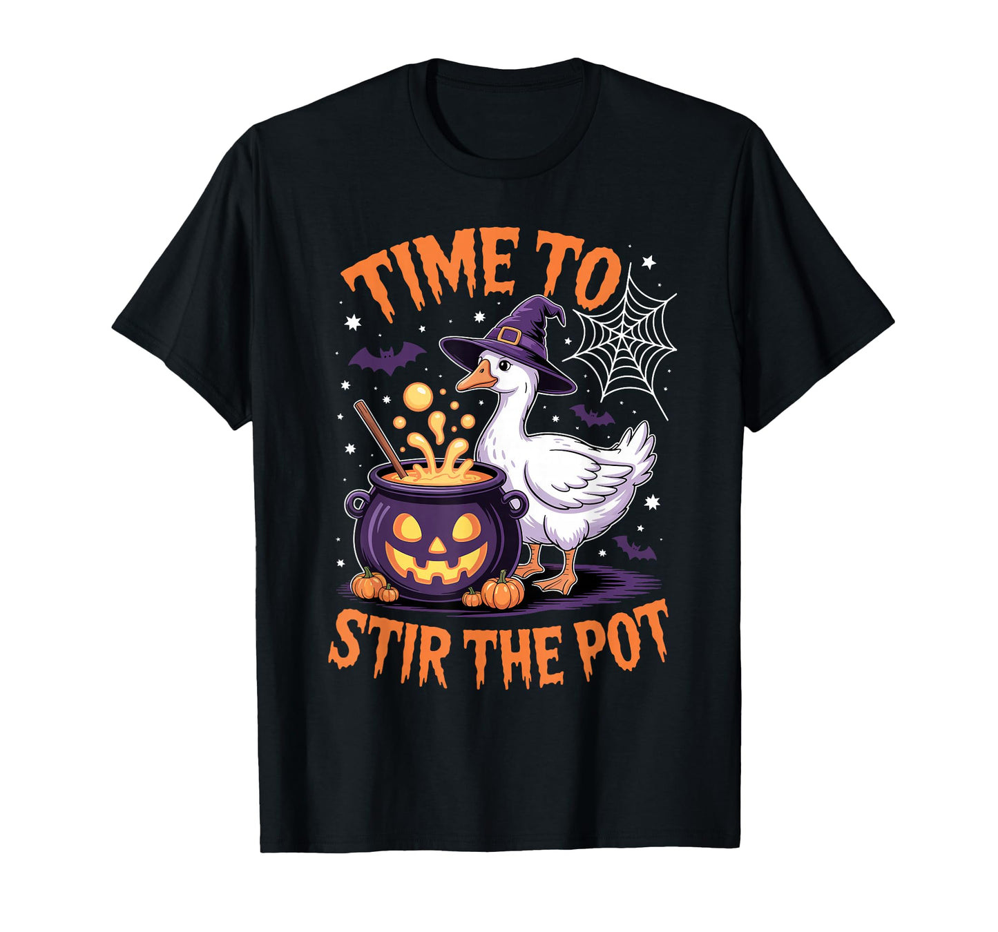 Time to Stir The Pot Funny Halloween Goose Witch Women Men T-Shirt