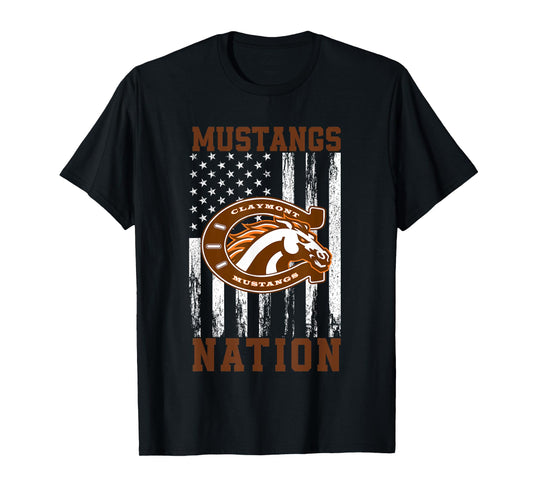 Claymont Mustangs Logo Nation HS T-Shirt