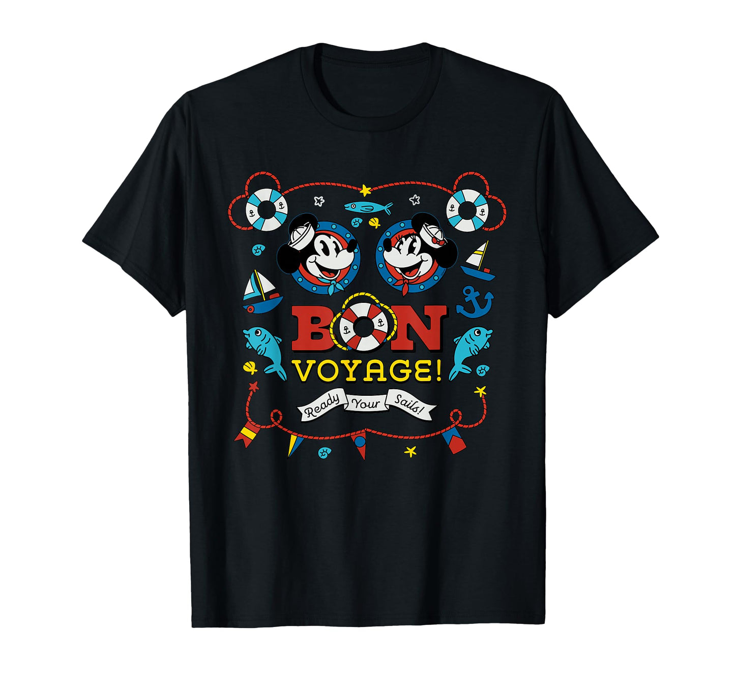 Disney Cruise Mickey & Minnie Mouse Bon Voyage Ship Vacation T-Shirt