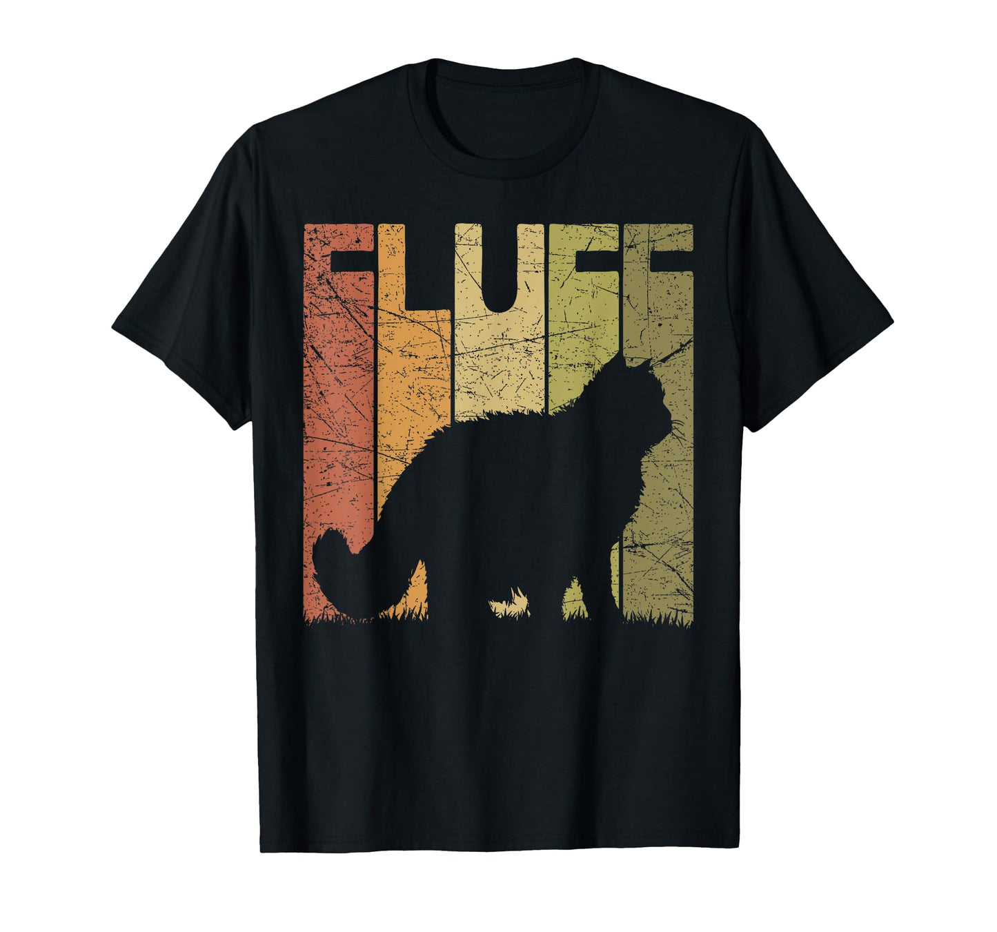 Cat Fluff Vintage Cat Lover Retro Cat Silhouette T-Shirt for Men Women Girls Kids