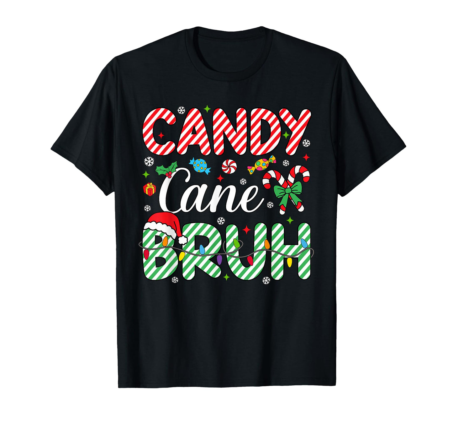 Candy Cane Bruh Christmas Love Candy Boys Girls Kids Xmas T-Shirt