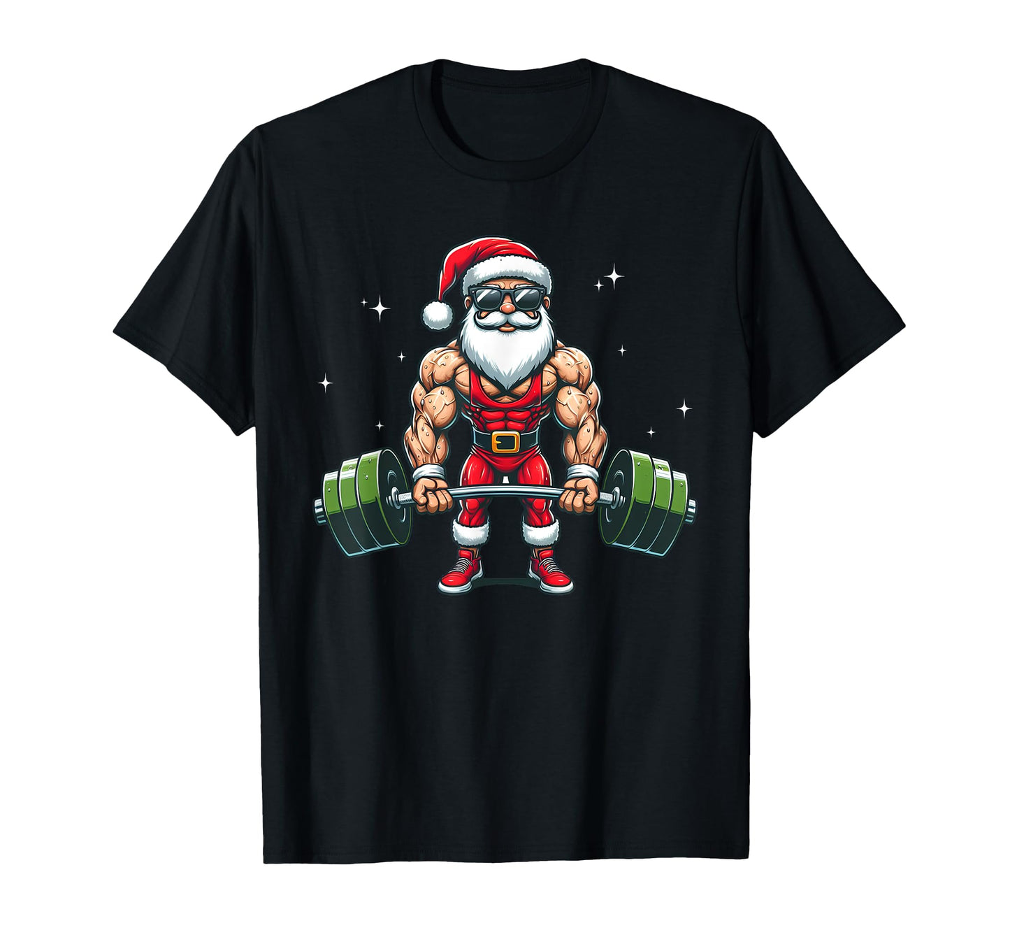 Santa Deadlift Bodybuilder Funny Fitness Christmas in july T-Shirt