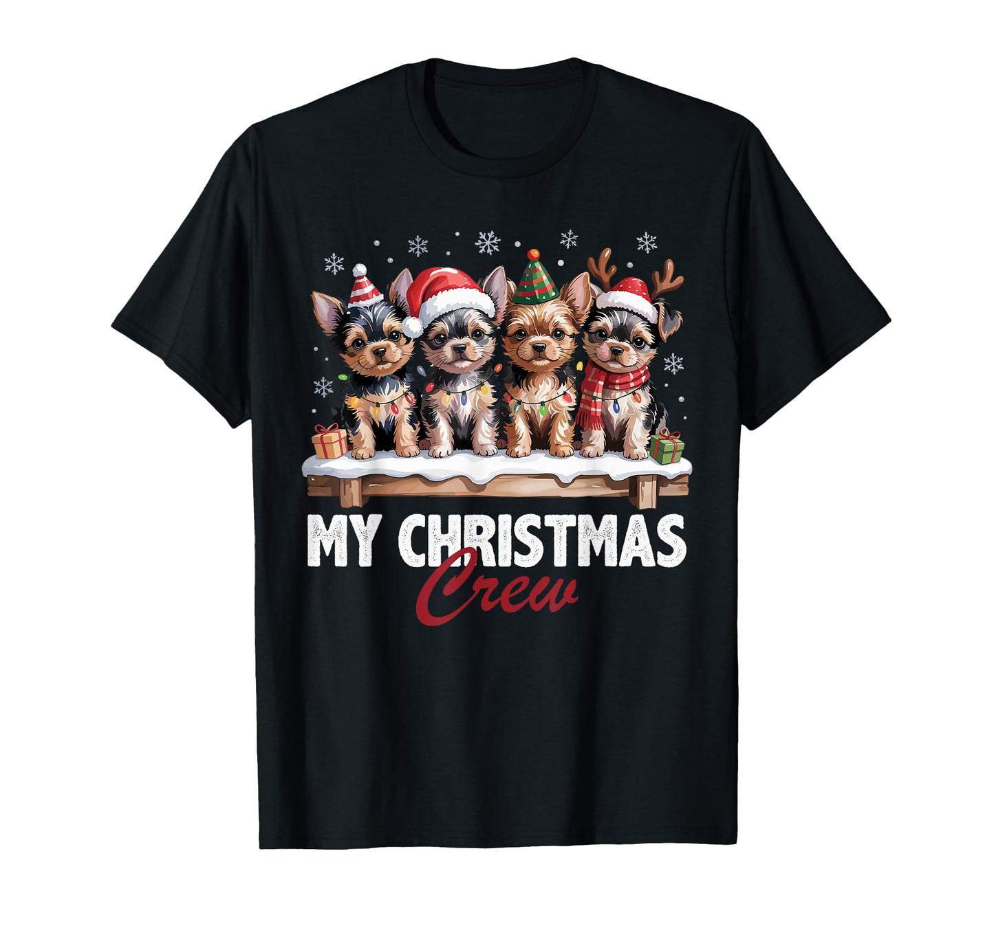 Yorkshire Terrier Christmas Crew Funny Dog Lovers Holiday T-Shirt